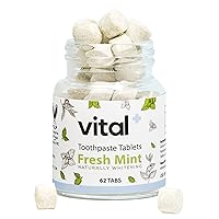 Naturally Whitening Toothpaste Tabs | Fresh Mint Made W/Nano-Hydroxyapatite | Plastic Free & Eco Friendly | Fluoride-Free | No Chemicals or SLS | Travel Toothpaste | TSA Compliant, 62 Tablets