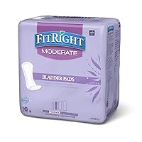 FitRight Incontinence Bladder Control Pads, Moderate Absorbency, 4.3