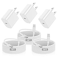 3Pack 10ft iPhone Charger Fast Charging Block,MFi Certified Type-C Wall Plug and USB C to Lightning Cable Cord Long,Apple Charger Power Adapter Cube Brick Box for iPhone 14 Pro/13 Pro Max/12 Min/12/11