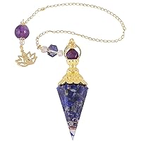 TUMBEELLUWA Orgone Crystal Point Pendulum for Divination Dowsing Chakra Reiki Balancing, Healing Crystals Stone Pendant with Yoga Charms