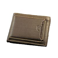 Men's Fashion Bi-fold Leather Wallet ID Credit Card Holder Billfold Purse Clutch (Brown)