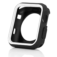 MyGadget Protective Bumper Case for Apple Watch 42 mm Series 3/2/1 - Shock-Absorbing Silicone Case Slim Fit iWatch Case with All-Round Protection in White