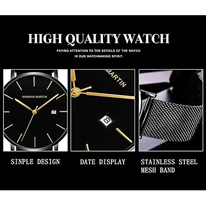 Hannah Martin Fashion Mens Watch Calendar Business Style Watch for Men