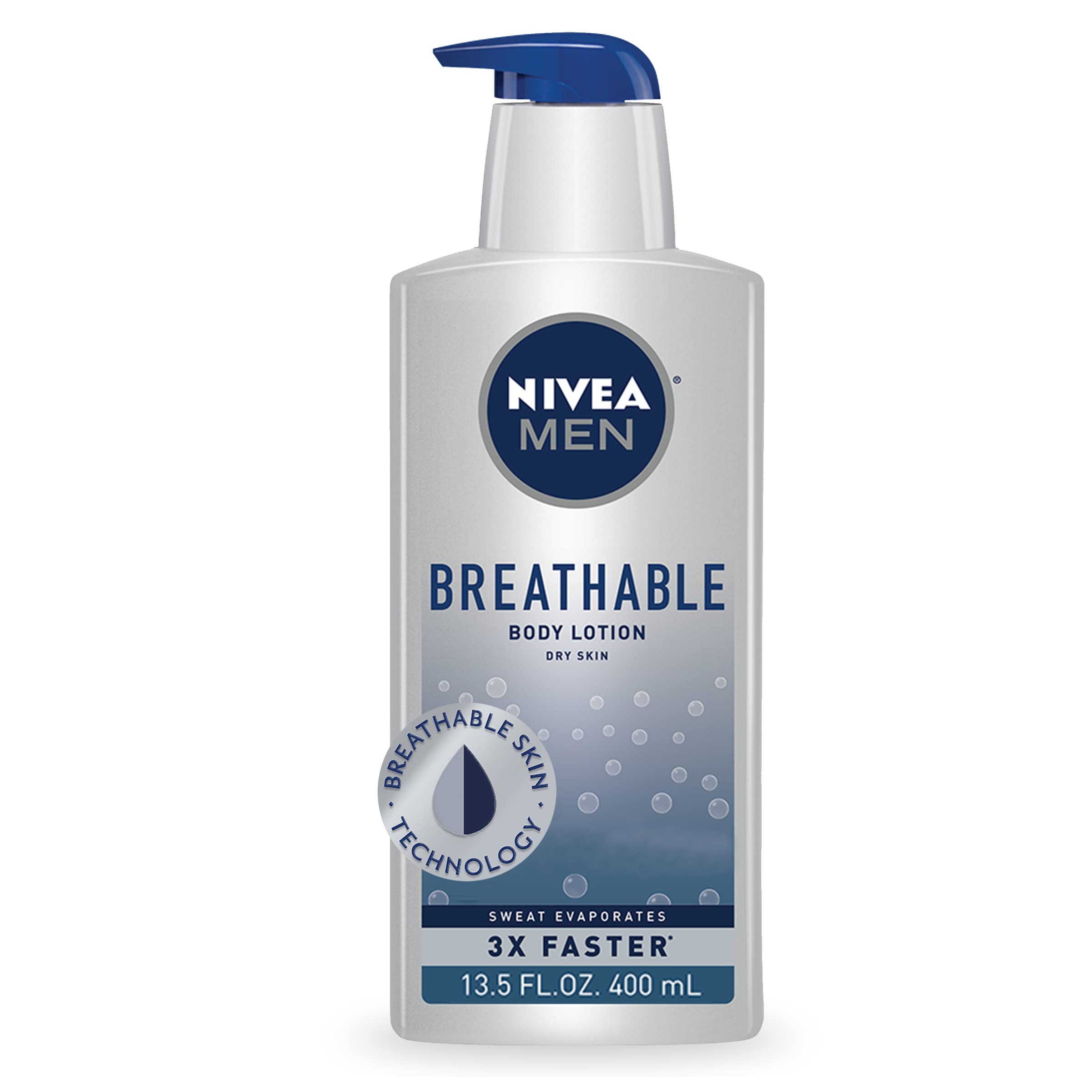 Nivea Men Breathable Body Lotion - Sweat Evaporates Faster, No Sticky Feel, Fresh Scent, Dry Skin, 13.5 Ounce