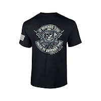 Patriot Pride It Offends You Until It Defends You American Patriotic Skull 2nd Amendment Short Sleeve T-Shirt