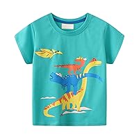 Boys Tees Pack Boys' Dinosaur Pattern Short Sleeved T Shirt Children's Male Baby Middle and Small Teen Boy Shirts