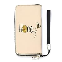 Honey Bee Daisy Cute Wallet Long Wristlet Purse Credit Card Holder Cell Phone Purse Elegant Clutch Handbag for Women