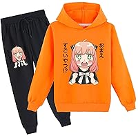 Kids Girls SPY FAMILY Long Sleeve Pullover Tops Jogger Pants Set-Graphic 2 Pieces Sweatsuit for 2-16 Years