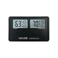 Taylor Digital Indoor Wireless Thermometer & Hygrometer, Dual Display for Indoor Temperature and Humidity, Min/Max - Black