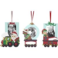 Precious Moments 201413 Set of 3 Christmas Train Photo Resin Ornaments Frame, One Size, Multicolored