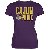 Mardi Gras Cajun Pride Fleur De Lis Juniors Soft T Shirt Purple LG