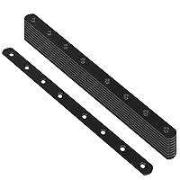 10 Pack Black Flat Mending Plate, 11⅝ x ¾ inches Steel Straight Mending Joining Plates Repair Fixing Bracket Braces Heavy Duty Connector for Wood Furniture, 3mm Thickness