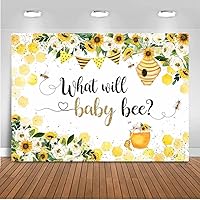 Mocsicka Bee Gender Reveal Backdrop Honeycomb Bumble Bee Sunflower Baby Shower Party Photo Backdrops What Will Baby Bee Floral Gender Reveal Party Decorations Photography Background (7x5ft)