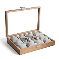 Large-Capacity Double-Row 12-Slot Watch Case, Multi-Function Women's Jewelry Display Storage Box, Wood Grain Divisional Watch Box 0104B