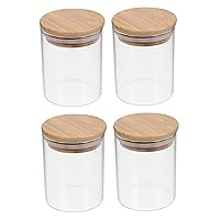 4pcs Glass Jar Sugar Salt Jars Kitchen Canisters Glass Coffee Container Glass Storage Jars with Lid Clear Jars Glass Food Jar Bulk Cereal Wood With Cover Candy Machine
