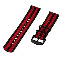 Clockwork Synergy - 20mm 2 Piece Classic Nato PVD Nylon Black / Red Replacement Watch Strap Band