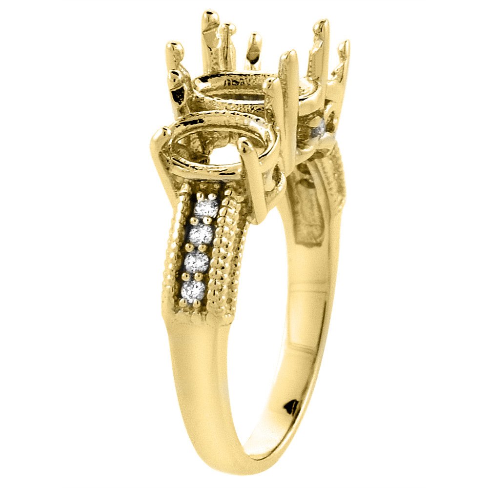 Silver City Jewelry 14K Yellow Gold Natural Garnet, Peridot & Blue Sapphire Ring 3-Stone 7x5 mm Oval Diamond Accent, Sizes 5-10