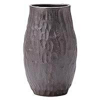 Marui Pottery MR-1-2533 Shigaraki Ware Hephimon Flower Base Large Vertical Brown Iron Glaze Sculpture Pottery