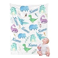 Custom Name Blankets for Baby Boys Girls-Throw Blanket with Dinosaur Design-Customized Swadding Blanket for Toddler Super Soft Nerborn Blanket 30x40inch