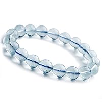 11mm Natural Blue Aquamarine Clear Crystal Round Beads Women Men Bracelet AAAA