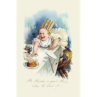 Victorian trade card for Heckers Showing a baby reaching for food He Knows a Good Thing when he sees it Poster Print by EHK (18 x 24)