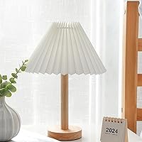 Small Table Lamp, Bedside Nightstand Mini Lamp for Bedroom Living Room Side Table Small Spaces, Pleated Aesthetic Vintage Lamp Warm White LED Bulb Included
