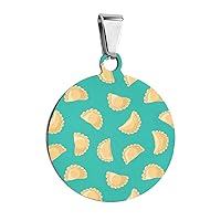 Dumplings Pet ID Tags Personalized Dog Tag Stainless Steel Cat Tags Round Pendant Jewellery Gift for Puppies Pets Anti-Loss Accessory