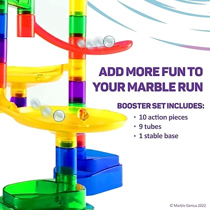 Marble Genius Marble Run Booster Set - 20 Pieces Total (Marbles Not Included), Construction Building Blocks Toys for Ages 3 and Above, with Instruction App Access, Add-On Set, Primary