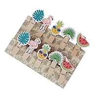 30pcs Note Clips Craft Peg Pins Hawaiian Party Favors Clips for Crafts Pineapple Decor Fruit Decor Leaves Decor Wooden Clips Photo Holder Wooden Craft File Photo