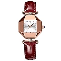 Watches for Women with Elegant Leather Strap Fashion Analog Creative Dial Wrist Watch
