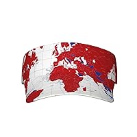 World Map Print Adult Sunscreen Visor Cap Empty Top Baseball Cap Sun Hat Cap Sports Visor Hat for Men Women Unisex