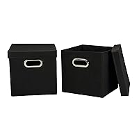 Household Essentials 34-1 Decorative Storage Cube Set with Removable Lids | Black | 2-Pack