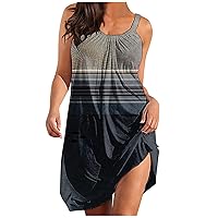 XJYIOEWT Plus Size Dresses for Curvy Women Formal Short,Womens Summer Dress Sexy Sleeveless Mini Dresses Casual Print Sw
