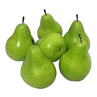 6pcs Fake Pears Artificial Fruits Vivid Green Pear for Home Fruit Shop Supermarket Desk Office Restaurant Decorations Or Props (Green)