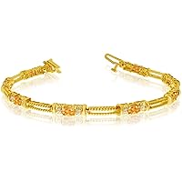 10k Yellow Gold Natural Citrine And Diamond Tennis Bracelet