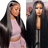 200 Density 36 Inch Straight Lace Front Wigs Human Hair Pre Plucked 13x4 Frontal Wigs Human Hair HD Lace Front Human Hair Wigs for Women Brazilian Straight Glueless Wigs Human Hair With Bleached Knots