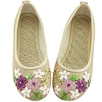 Women's National Style Embroidered Flower Ballet Flats Slip On Shoes