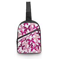 Pink Butterfly Cancer Over Foldable Sling Backpack Travel Crossbody Shoulder Bags Hiking Chest Daypack