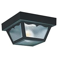 Sea Gull Lighting 7569-32 Outdoor Ceiling Flush Mount Outside Fixture, Two - Light, Black