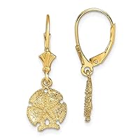 14k Gold Sand Dollar With Star Leverback Earrings 2 d Measures 26.6x9.8mm Wide Jewelry Gifts for Women