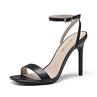 DREAM PAIRS Women’s High Stilettos Open Square Toe Ankle Strap Heels Sexy Comfort Strappy Dress Shoes Wedding Bridal Pumps Sandals