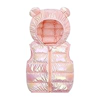 Toddler Winter Autumn Boys Girls Sleeveless Flash Outer With Bear Ears Hat Zipper Down Vest Boys Winter Jacket