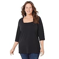 Catherines Women's Plus Size Ultra-Soft Square-Neck Tee