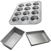 USA Pan Nonstick Rectangular Aluminum Baking Pans, Set of 3, 9 x 13 x 2.25 in
