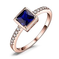 JewelryPalace Square Cut 1ct Created Sapphire Simulated Emerald Solitaire Rings for Her, 14K White Gold 925 Sterling Silver Promise Ring for Women, Gemstone Jewellery Sets Rings