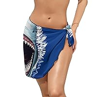 Shark Women's Short Sarongs Beach Wrap Bikini Cover Up S