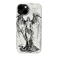 for iPhone 12 Phone Case for Women, Cool Gothic Girl Sculpture Retro Funny Phone case for Apple 12 Cute Punk Black Angel Shockproof Cover for Girls (for iPhone 12)