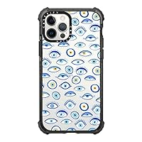 CASETiFY Ultra Impact Case for iPhone 12 / iPhone 12 Pro - Blue All Seeing Eye Summer Holiday Pattern - Clear Black