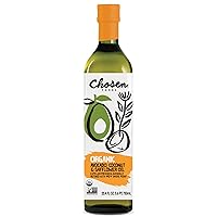 Chosen Foods Organic Avocado, Coconut & Safflower Oil, Kosher Oil for Baking, High-Heat Cooking, Frying, Homemade Sauces, Dressings and Marinades (25.4 fl oz)