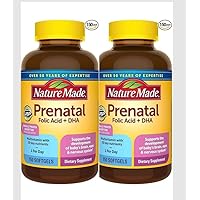 Nature Made Prenatal with Folic Acid + DHA, Prenatal Vitamin and Mineral Supplement for Daily Nutritional Support, 2 Pack 150 Each Total 300 Softgels,